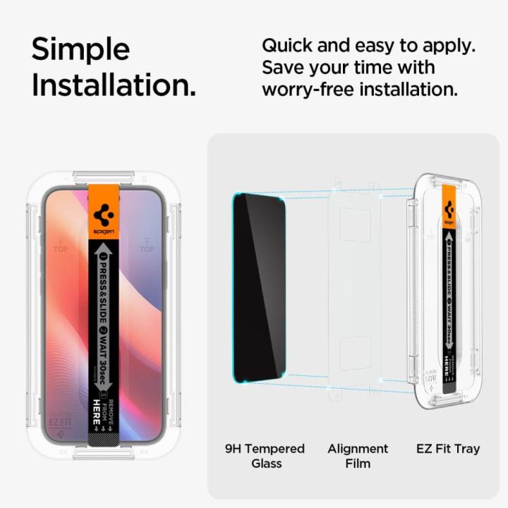 SZKŁO HARTOWANE SPIGEN GLAS.TR ”EZ FIT” 2-PACK IPHONE 15 / 16 PRIVACY
