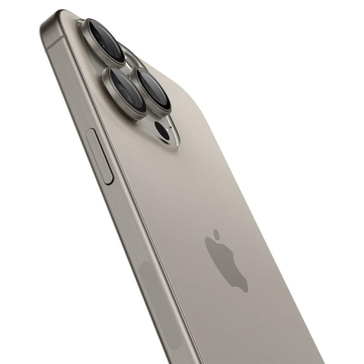 OSŁONA APARATU SPIGEN OPTIK PRO GLAS.TR ”EZ FIT” CAMERA PROTECTOR 2-PACK IPHONE 14 PRO / PRO MAX / 15 PRO / PRO MAX / 16 PRO / PRO MAX NATURAL TITANIUM