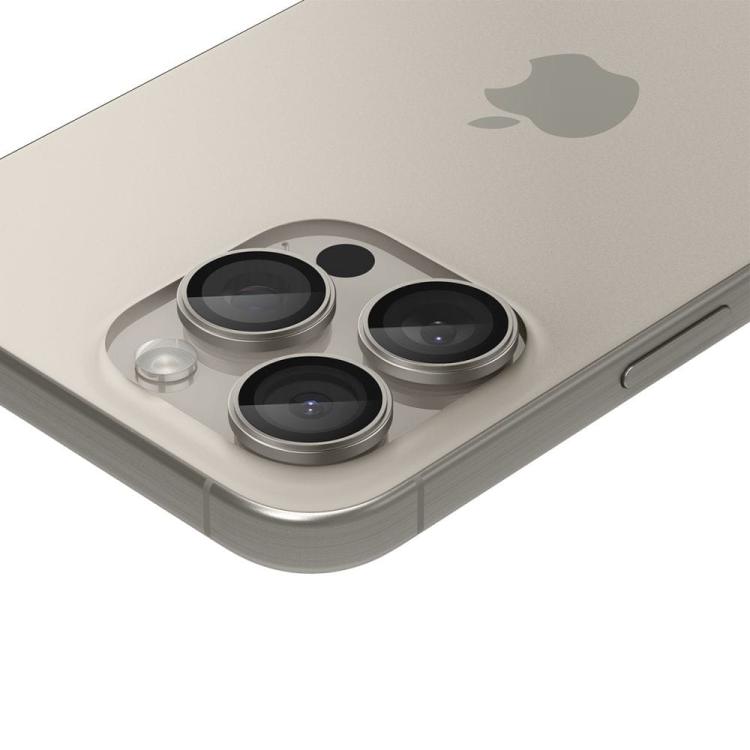 OSŁONA APARATU SPIGEN OPTIK PRO GLAS.TR ”EZ FIT” CAMERA PROTECTOR 2-PACK IPHONE 14 PRO / PRO MAX / 15 PRO / PRO MAX / 16 PRO / PRO MAX NATURAL TITANIUM