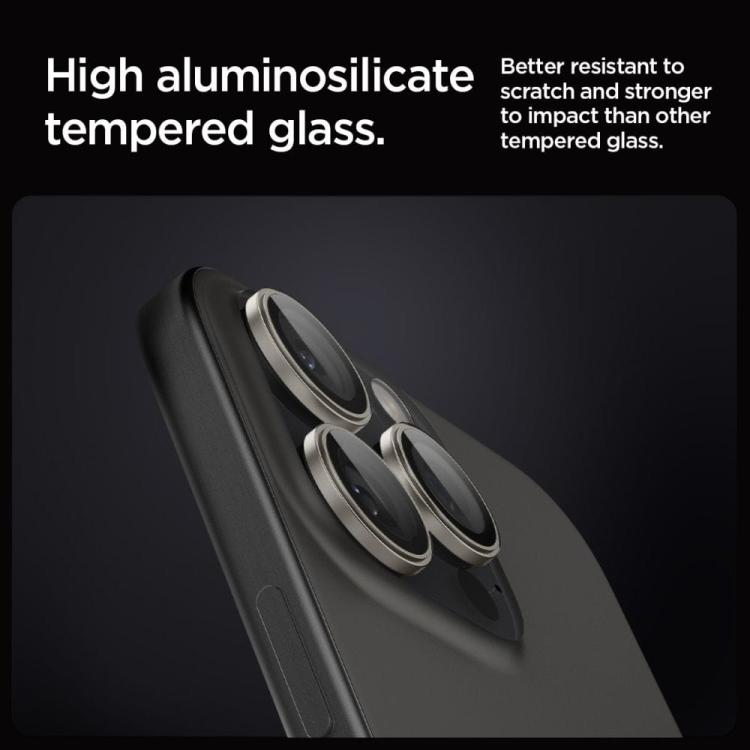 OSŁONA APARATU SPIGEN OPTIK PRO GLAS.TR ”EZ FIT” CAMERA PROTECTOR 2-PACK IPHONE 14 PRO / PRO MAX / 15 PRO / PRO MAX / 16 PRO / PRO MAX NATURAL TITANIUM