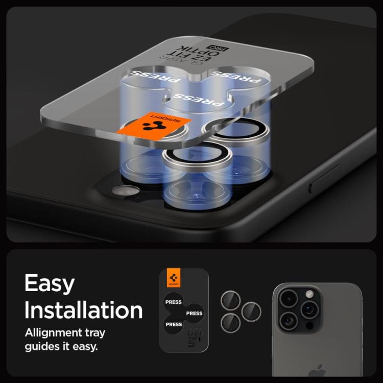 OSŁONA APARATU SPIGEN OPTIK PRO GLAS.TR ”EZ FIT” CAMERA PROTECTOR 2-PACK IPHONE 14 PRO / PRO MAX / 15 PRO / PRO MAX / 16 PRO / PRO MAX NATURAL TITANIUM