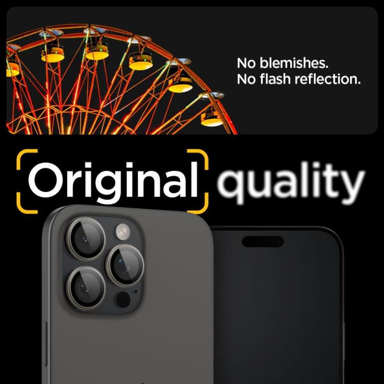 OSŁONA APARATU SPIGEN OPTIK PRO GLAS.TR ”EZ FIT” CAMERA PROTECTOR 2-PACK IPHONE 14 PRO / PRO MAX / 15 PRO / PRO MAX / 16 PRO / PRO MAX NATURAL TITANIUM