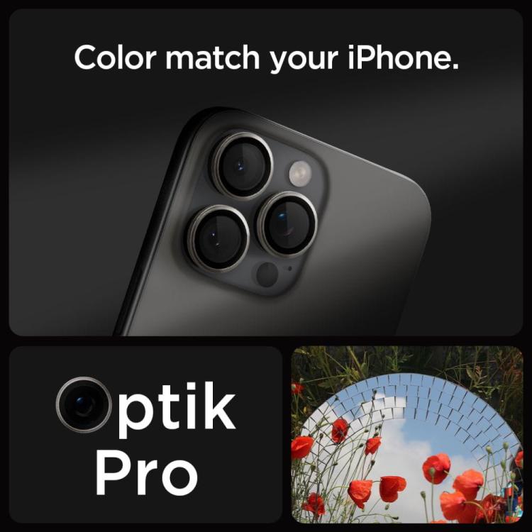 OSŁONA APARATU SPIGEN OPTIK PRO GLAS.TR ”EZ FIT” CAMERA PROTECTOR 2-PACK IPHONE 14 PRO / PRO MAX / 15 PRO / PRO MAX / 16 PRO / PRO MAX NATURAL TITANIUM