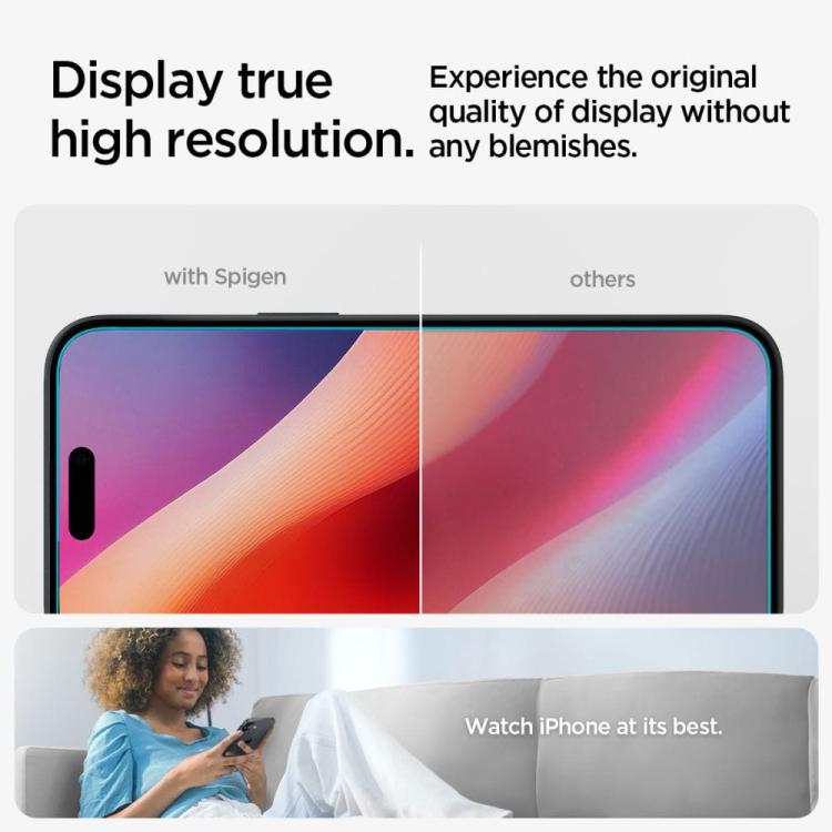 SZKŁO HARTOWANE SPIGEN GLAS.TR ”EZ FIT” 2-PACK IPHONE 15 / 16 CLEAR