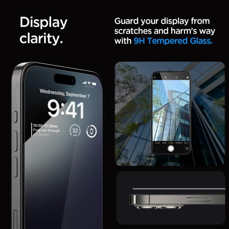 SZKŁO HARTOWANE SPIGEN GLAS.TR ”EZ FIT” FC 2-PACK IPHONE 15 PRO BLACK