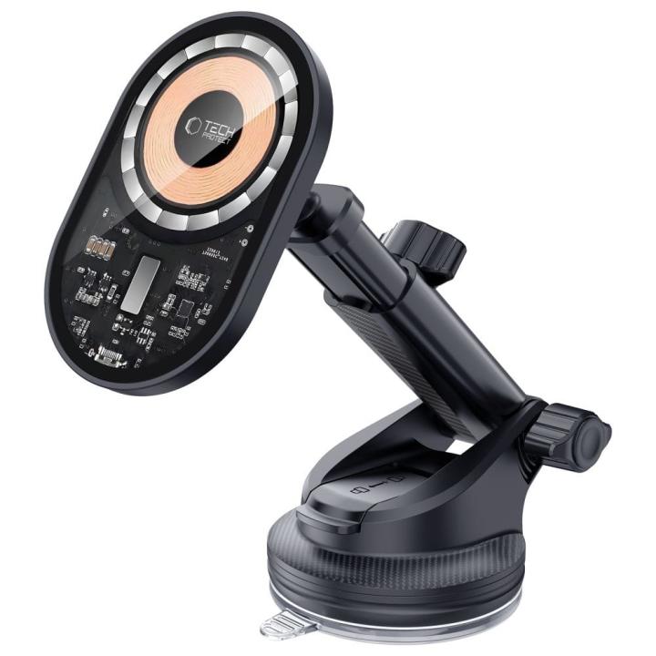 TECH-PROTECT MM15W-V6 MAGNETIC MAGSAFE DASHBOARD &amp; VENT CAR MOUNT WIRELESS CHARGER 15W BLACK