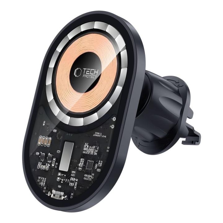 TECH-PROTECT MM15W-V6 MAGNETIC MAGSAFE DASHBOARD &amp; VENT CAR MOUNT WIRELESS CHARGER 15W BLACK