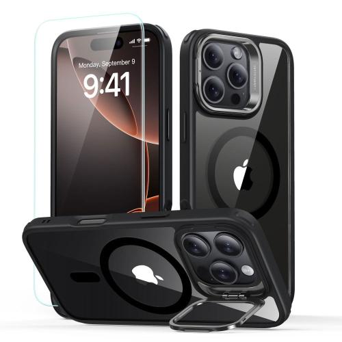 ESR CLASSIC HYBRID KICKSTAND HALOLOCK MAGSAFE &amp; TEMPERED GLASS IPHONE 16 PRO CLEAR/BLACK