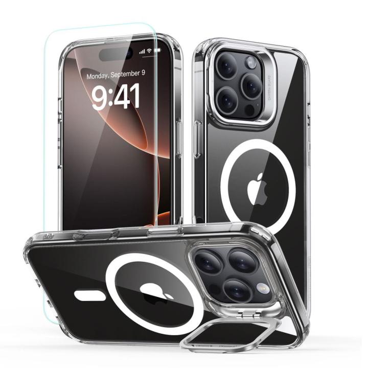ESR CLASSIC HYBRID KICKSTAND HALOLOCK MAGSAFE &amp; TEMPERED GLASS IPHONE 16 PRO CLEAR