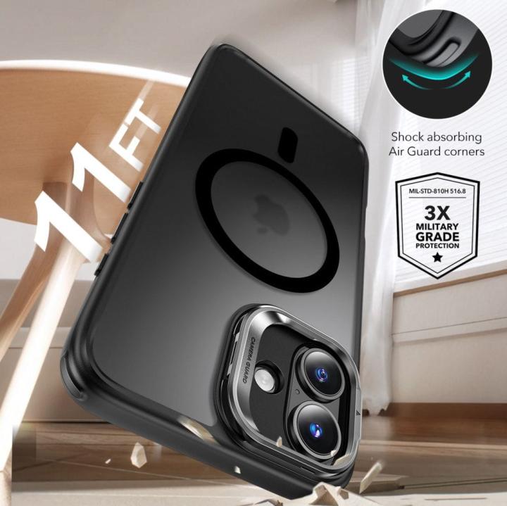 ESR CLASSIC HYBRID KICKSTAND HALOLOCK MAGSAFE &amp; TEMPERED GLASS IPHONE 16 FROSTED BLACK