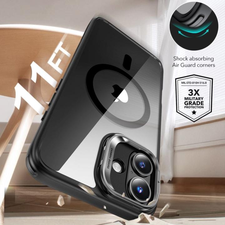 ESR CLASSIC HYBRID KICKSTAND HALOLOCK MAGSAFE &amp; TEMPERED GLASS IPHONE 16 CLEAR/BLACK