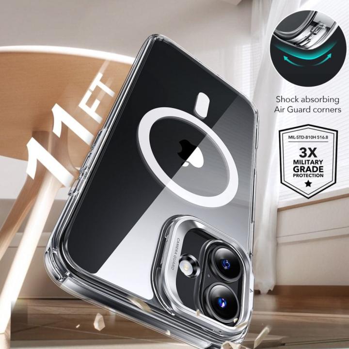 ESR CLASSIC HYBRID KICKSTAND HALOLOCK MAGSAFE &amp; TEMPERED GLASS IPHONE 16 CLEAR