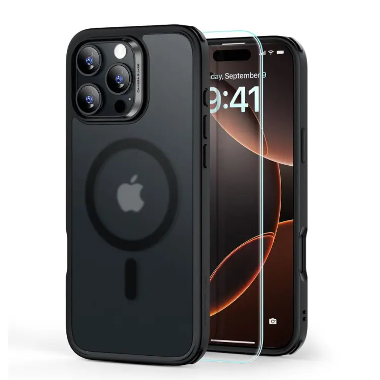 ESR CLASSIC HYBRID HALOLOCK MAGSAFE &amp; TEMPERED GLASS IPHONE 16 PRO MAX FROSTED BLACK