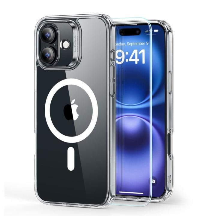ESR CLASSIC HYBRID HALOLOCK MAGSAFE &amp; TEMPERED GLASS IPHONE 16 CLEAR