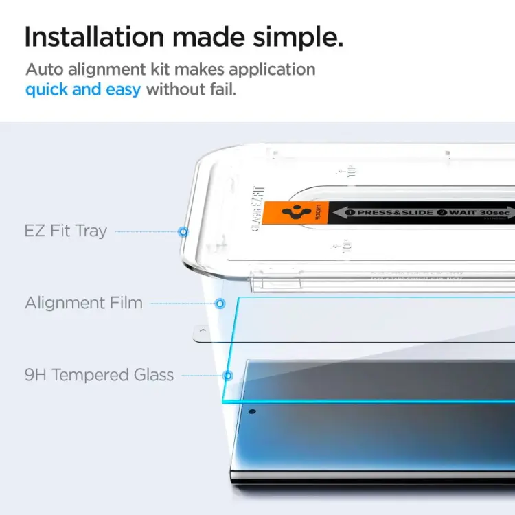 SZKŁO HARTOWANE SPIGEN GLAS.TR ”EZ FIT” 2-PACK GALAXY S24 ULTRA CLEAR