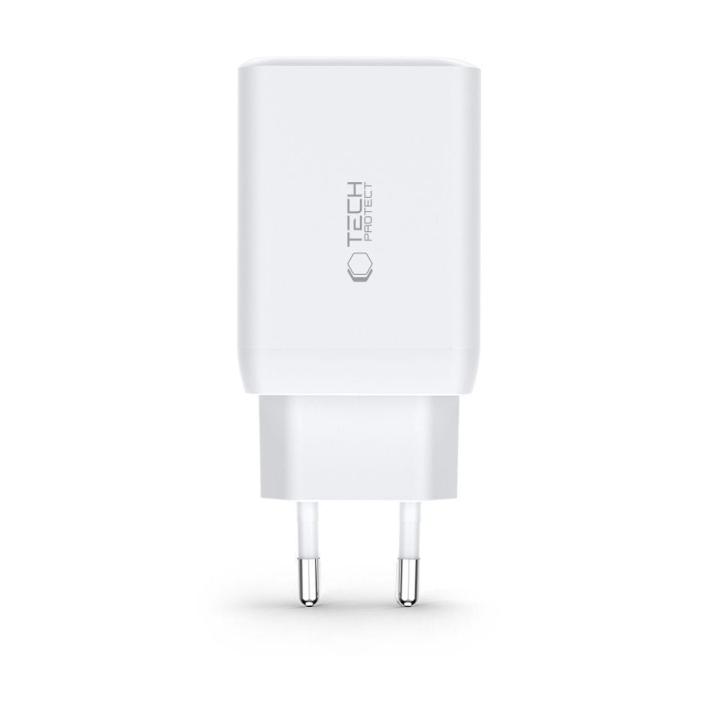 TECH-PROTECT C65W 3-PORT NETWORK CHARGER PD65W/QC3.0 WHITE