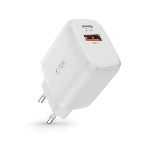 TECH-PROTECT C20W 2-PORT NETWORK CHARGER PD20W/QC3.0 WHITE