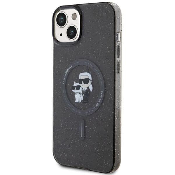 KARL LAGERFELD futerał do IPHONE 15 KLHMP15SHGKCNOK (Glitter + MAG) czarny