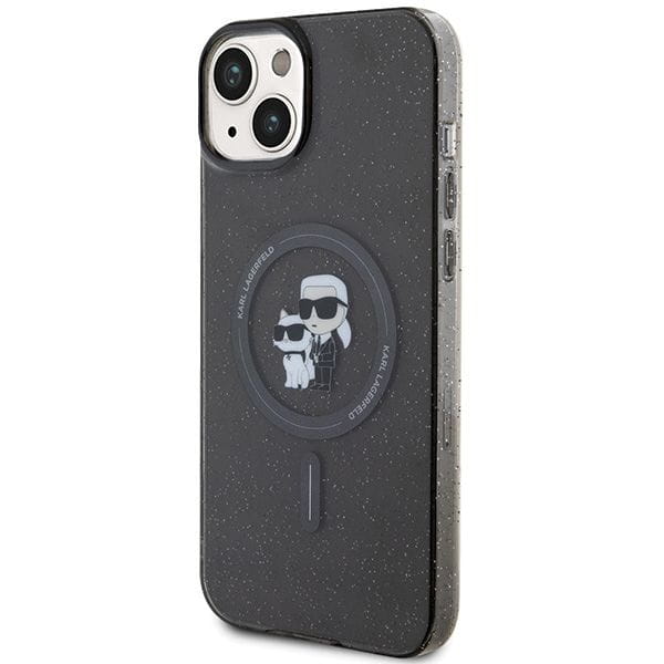 KARL LAGERFELD futerał do IPHONE 15 KLHMP15SHGKCNOK (Glitter + MAG) czarny