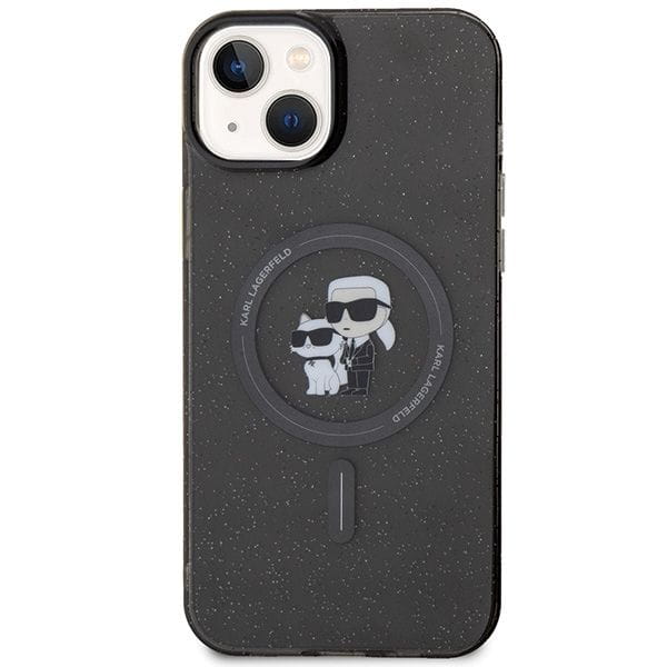 KARL LAGERFELD futerał do IPHONE 15 KLHMP15SHGKCNOK (Glitter + MAG) czarny