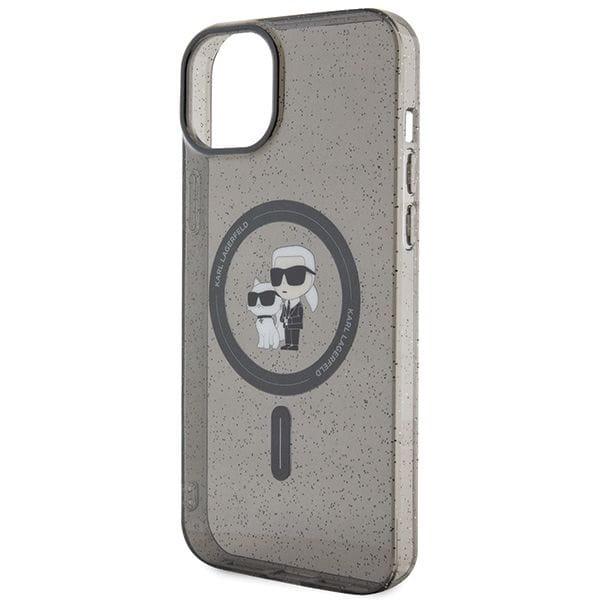 KARL LAGERFELD futerał do IPHONE 15 KLHMP15SHGKCNOK (Glitter + MAG) czarny