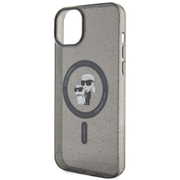 KARL LAGERFELD futerał do IPHONE 15 KLHMP15SHGKCNOK (Glitter + MAG) czarny