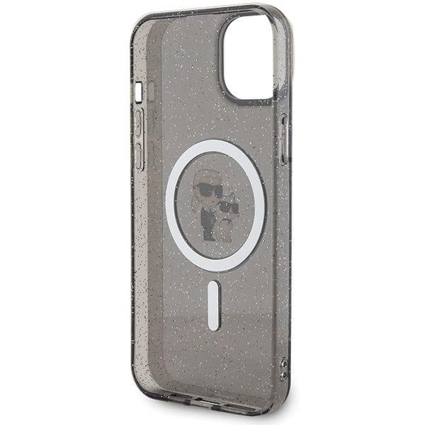 KARL LAGERFELD futerał do IPHONE 15 KLHMP15SHGKCNOK (Glitter + MAG) czarny