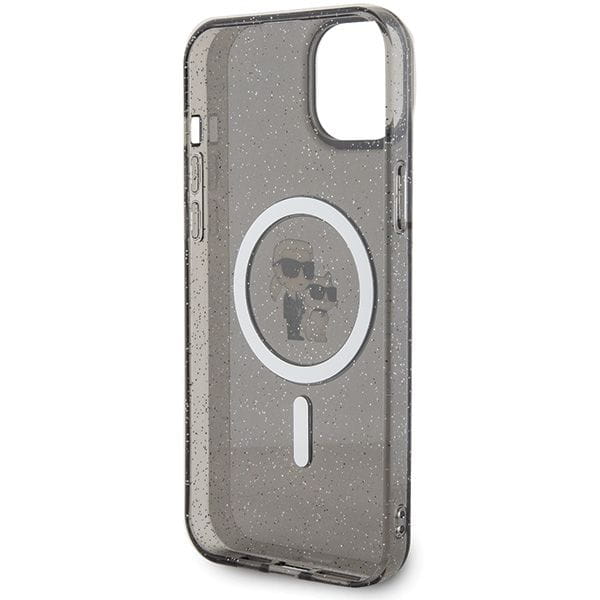 KARL LAGERFELD futerał do IPHONE 15 KLHMP15SHGKCNOK (Glitter + MAG) czarny