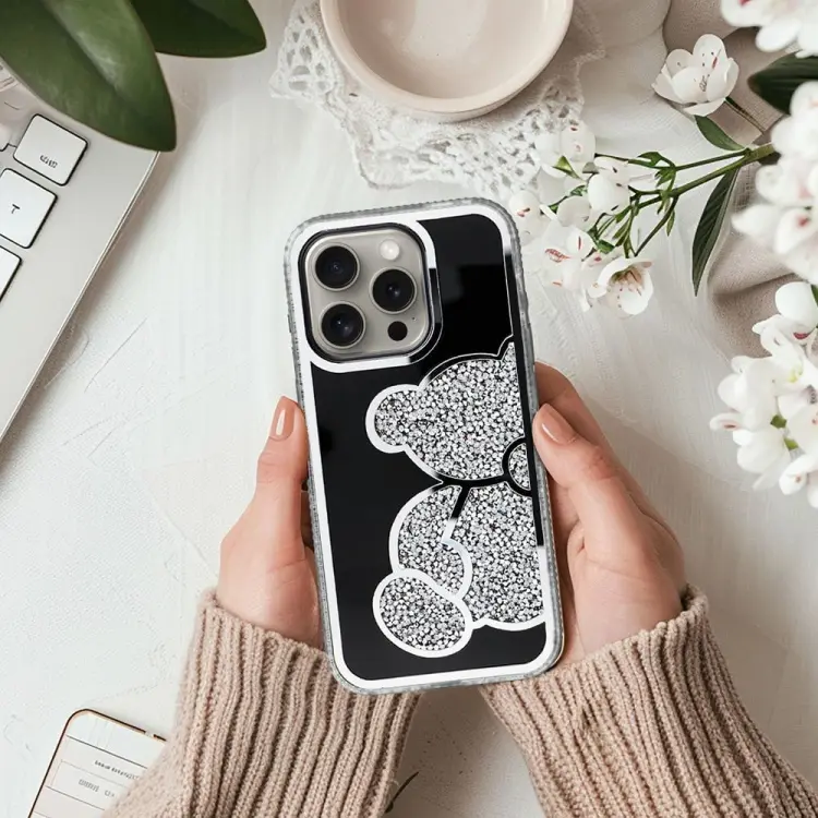 Futerał TEDDY BEAR do IPHONE 13 MINI srebrny