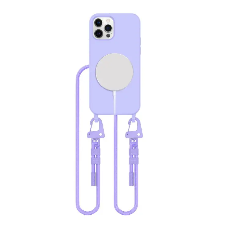 Wygodne, lawendowe etui na telefon iPhone 12 / 12 Pro  z wytrzymałym sznurkiem. Wbudowany uchwyt popsocket zapewnia pewny chwyt. Idealne dla ceniących swobodę.