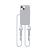 Szare etui z białym sznurkiem crossbody. Wbudowany pierścień magnetyczny MagSafe idealny do mocowania akcesoriów. Wygodny sznurek pozwala na noszenie telefonu iPhone 13 Mini, chroniąc go przed upadkami.