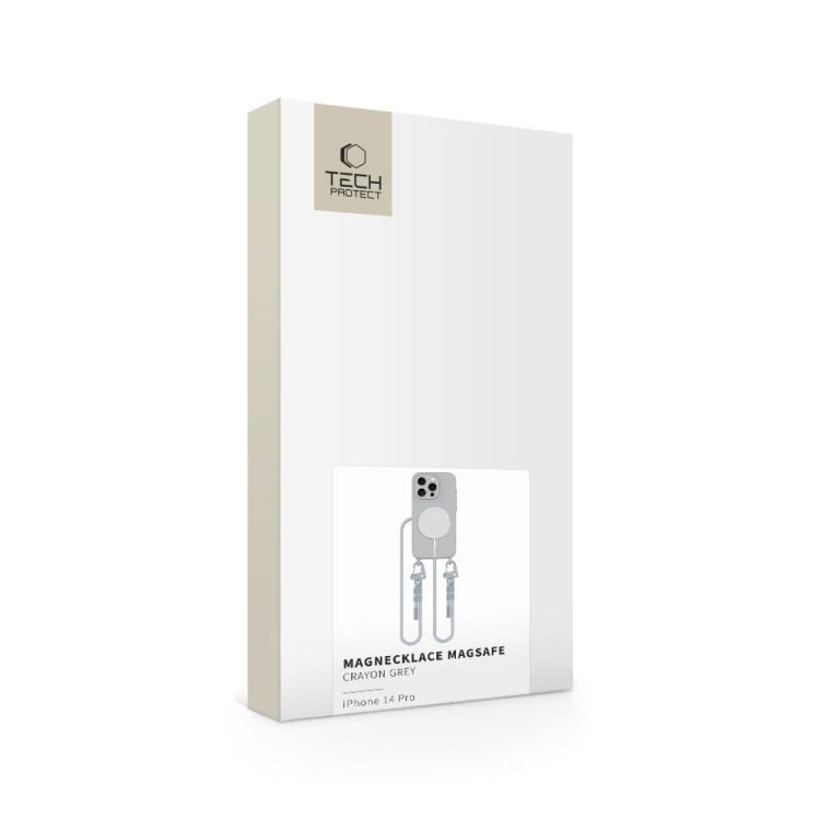 Eleganckie opakowanie na szare etui ze sznurkiem. Idealne na prezent. Do iPhone 14 Pro