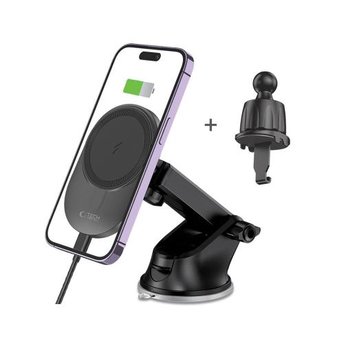 TECH-PROTECT MM15W-V1 MAGNETIC MAGSAFE DASHBOARD &amp; VENT CAR MOUNT WIRELESS CHARGER 15W BLACK