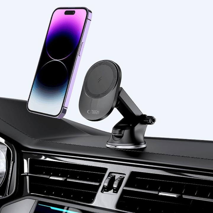 TECH-PROTECT MM15W-V1 MAGNETIC MAGSAFE DASHBOARD &amp; VENT CAR MOUNT WIRELESS CHARGER 15W BLACK