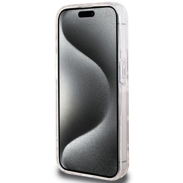 GUESS futerał do IPHONE 15 Pro kompatybilny z MagSafe GUHMP15LHGCUSTGP (IML GCUBE) różowy
