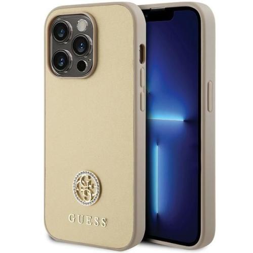 GUESS futerał do IPHONE 15 Pro GUHCP15LPS4DGPD (Strass Metal Logo) złoty