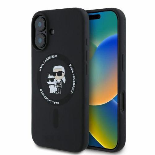 KARL LAGERFELD futerał do IPHONE 16 kompatybilny z MagSafe KLHMP16SSCMKCRHK (Silicone KC Body Ring) czarny