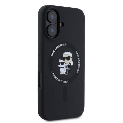 KARL LAGERFELD futerał do IPHONE 16 kompatybilny z MagSafe KLHMP16SSCMKCRHK (Silicone KC Body Ring) czarny