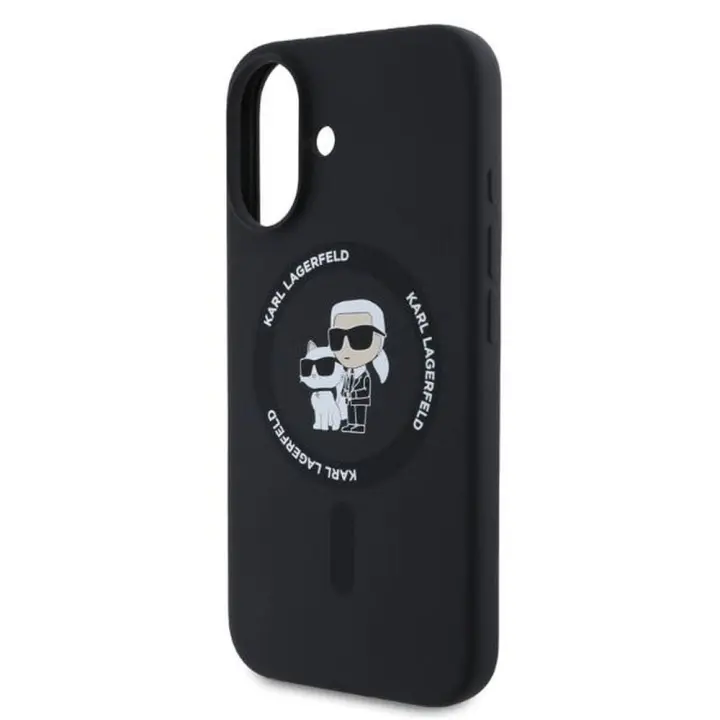 KARL LAGERFELD futerał do IPHONE 16 kompatybilny z MagSafe KLHMP16SSCMKCRHK (Silicone KC Body Ring) czarny