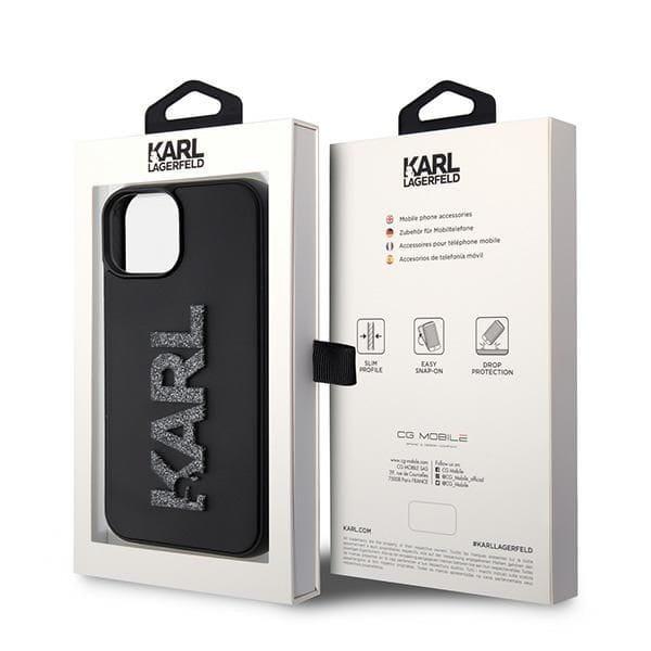 KARL LAGERFELD futerał do IPHONE 15 KLHCP15S3DMBKCK (3D Logo Glitter) czarny