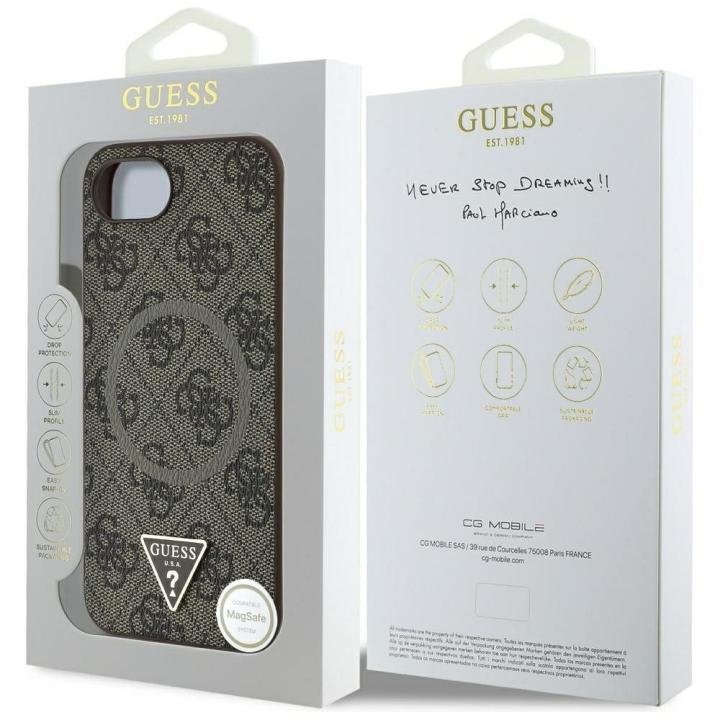GUESS futerał do IPHONE 16e (SE 4 2025) kompatybilny z MagSafe GUHMPSE4P4TDPW (PU 4G RingTriangle Logo) brązowy