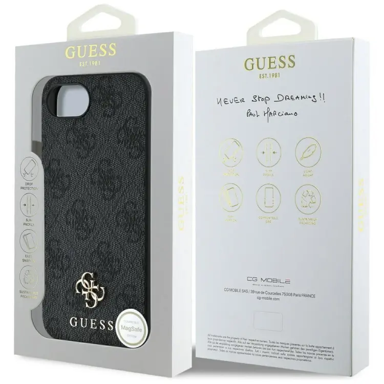 GUESS futerał do IPHONE 16e (SE 4 2025) kompatybilny z MagSafe GUHMPSE4P4SM4MK (PU 4G Small 4G and Classic) czarny