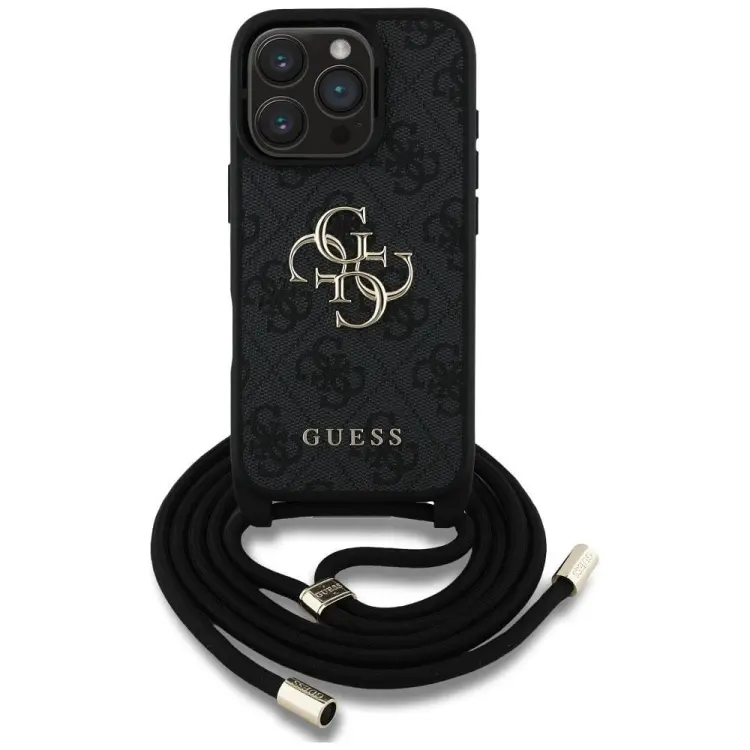 GUESS futerał do IPHONE 16 Pro GUHCP16LP4GMGCRK (CBDY PU 4G Big Logo W/Cord Strap) czarny