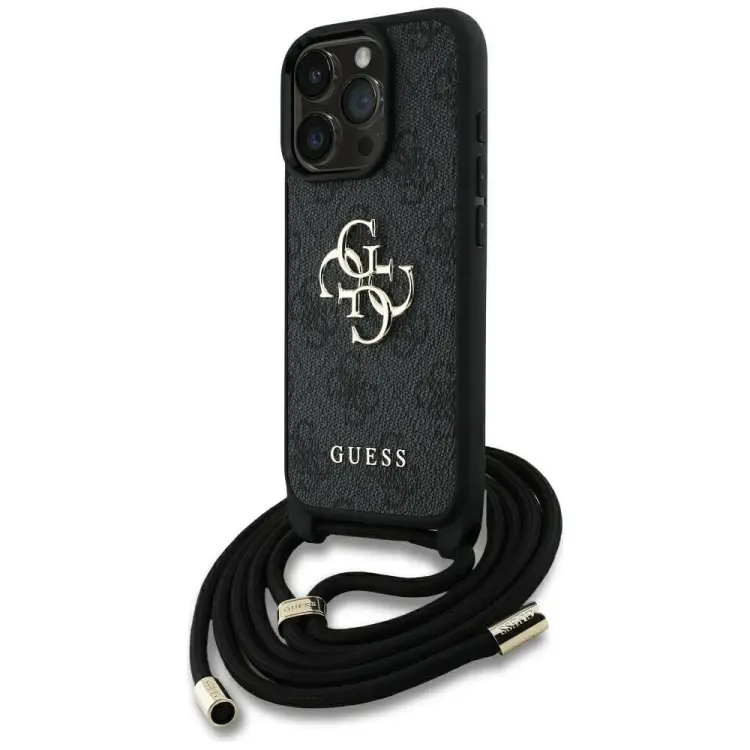 GUESS futerał do IPHONE 16 Pro GUHCP16LP4GMGCRK (CBDY PU 4G Big Logo W/Cord Strap) czarny