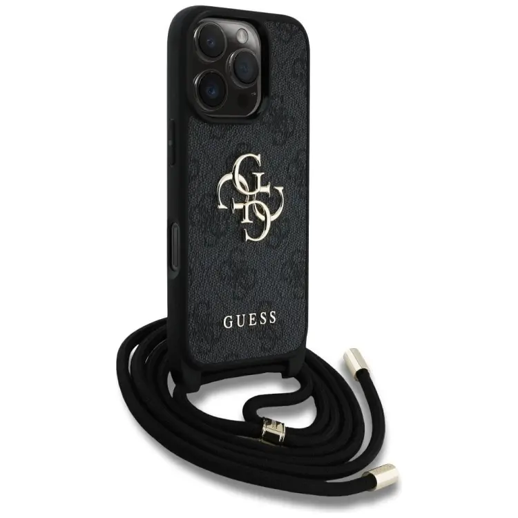 GUESS futerał do IPHONE 16 Pro GUHCP16LP4GMGCRK (CBDY PU 4G Big Logo W/Cord Strap) czarny