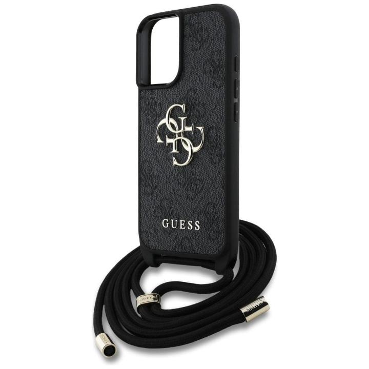 GUESS futerał do IPHONE 16 Plus GUHCP16MP4GMGCRK (CBDY PU 4G Big Logo W/Cord Strap) czarny