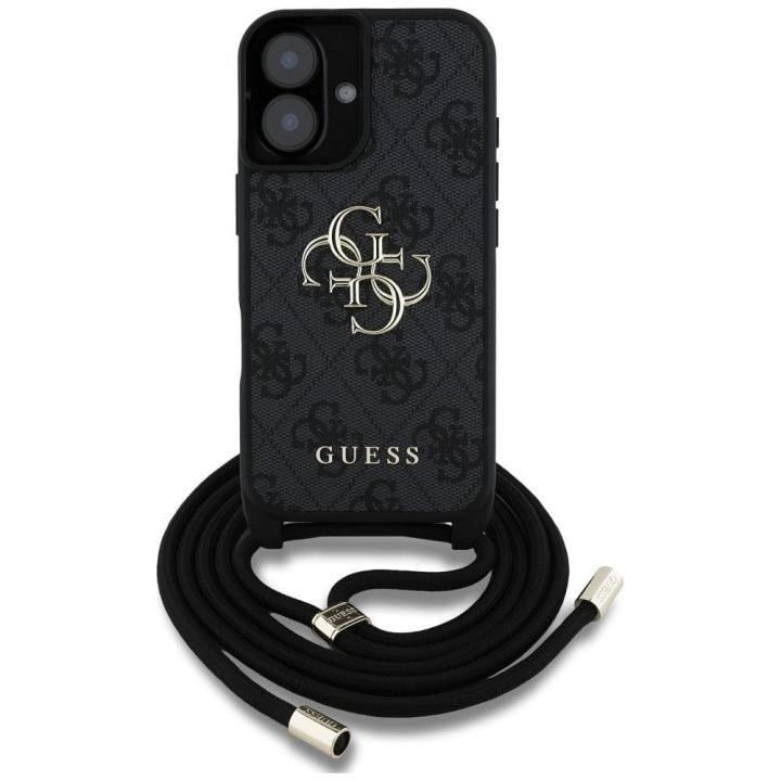 GUESS futerał do IPHONE 16 Plus GUHCP16MP4GMGCRK (CBDY PU 4G Big Logo W/Cord Strap) czarny