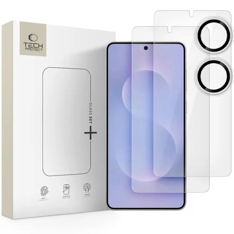 SZKŁO HARTOWANE TECH-PROTECT GLASS SET+ 3-PACK GALAXY S25 EDGE CLEAR