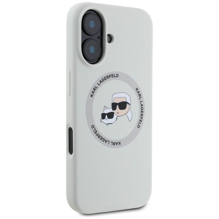 KARL LAGERFELD futerał do IPHONE 16 kompatybilny z MagSafe KLHMP16SSKCHTCE (Silicone KC Heads) beżowy