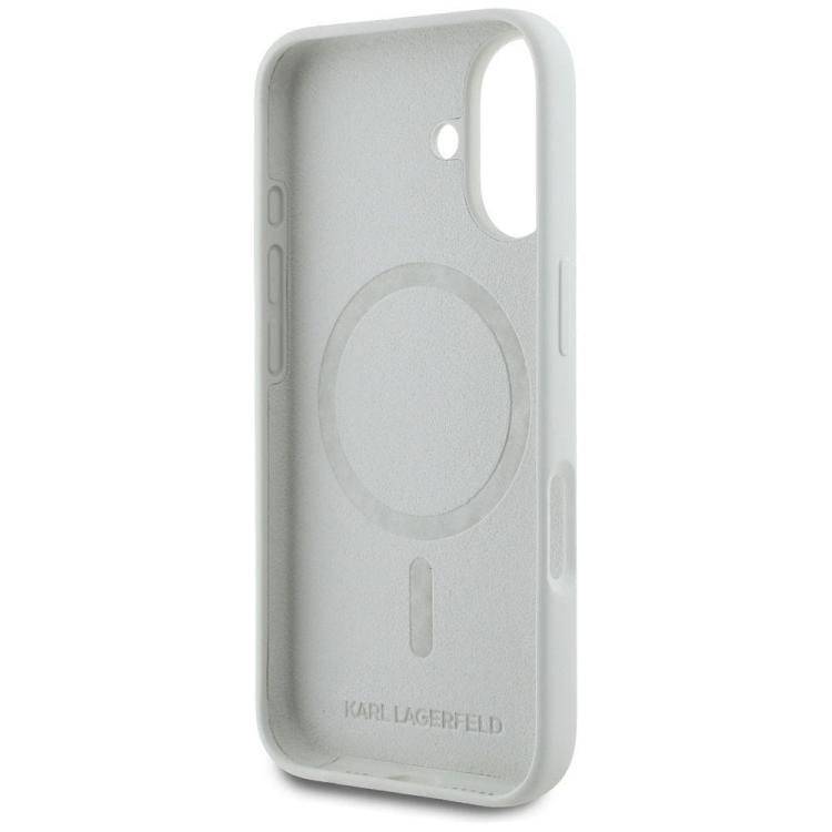 KARL LAGERFELD futerał do IPHONE 16 kompatybilny z MagSafe KLHMP16SSKCHTCE (Silicone KC Heads) beżowy